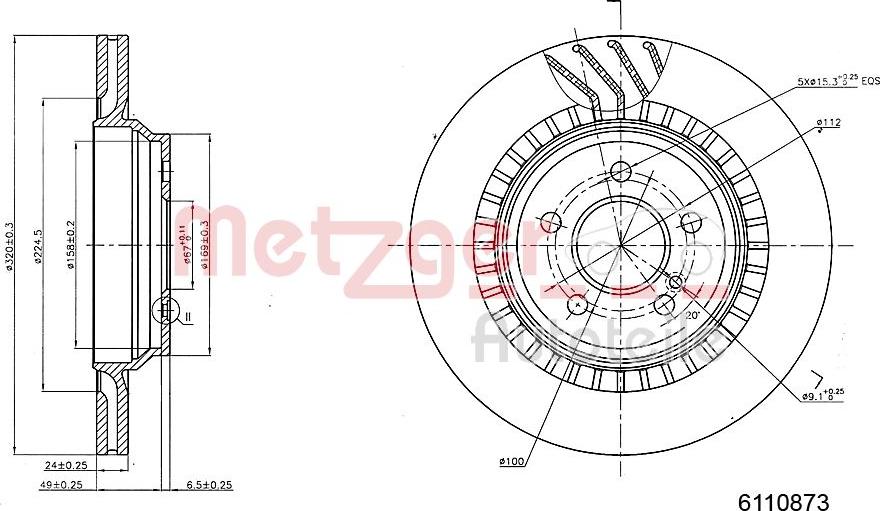 Metzger 6110873 - Тормозной диск autospares.lv