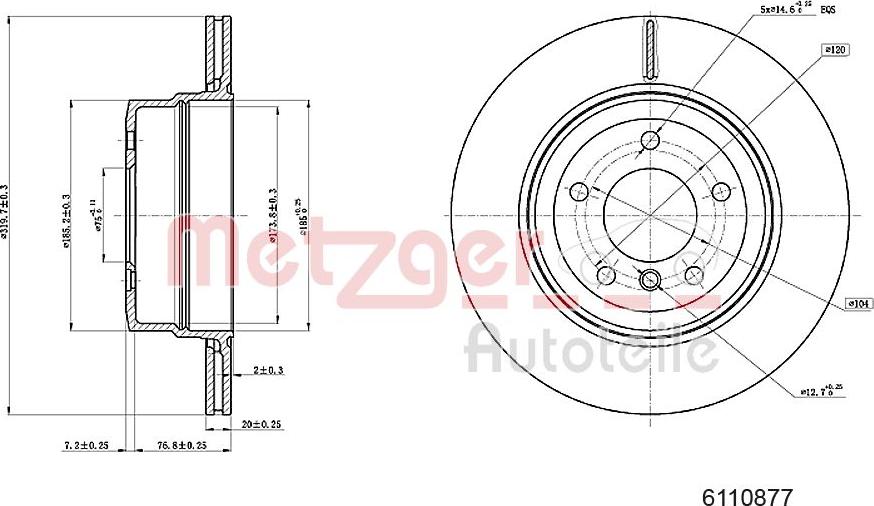 Metzger 6110877 - Тормозной диск autospares.lv