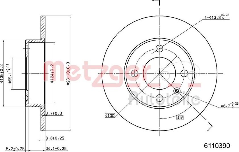 Metzger 6110390 - Тормозной диск autospares.lv