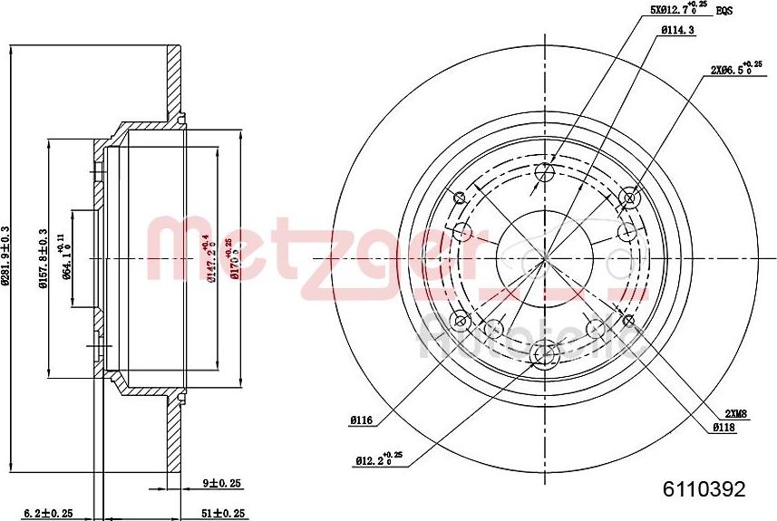 Metzger 6110392 - Тормозной диск autospares.lv