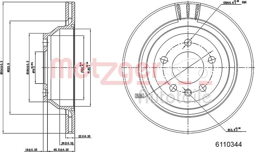 Metzger 6110344 - Тормозной диск autospares.lv