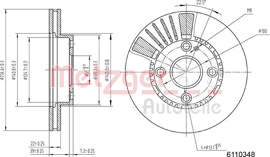 Metzger 6110348 - Тормозной диск autospares.lv