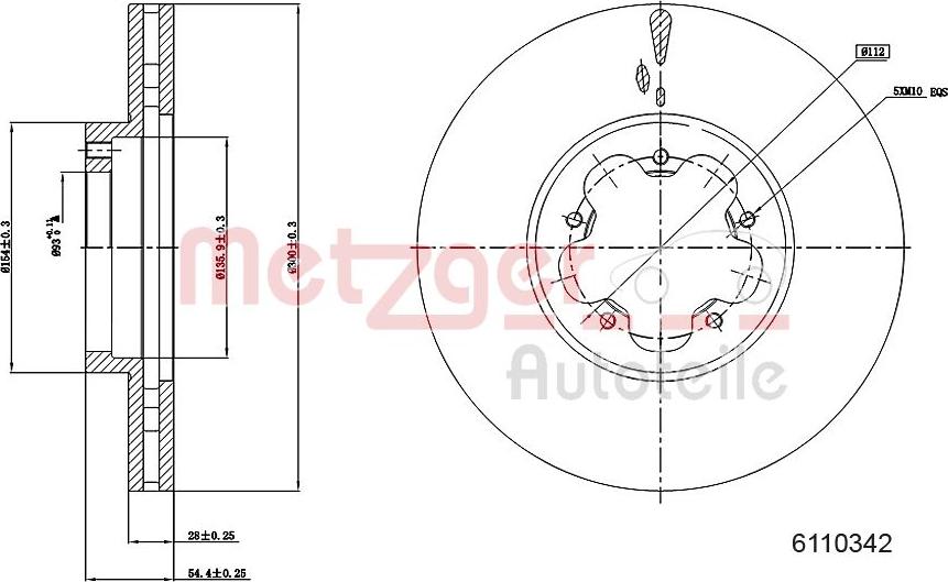 Metzger 6110342 - Тормозной диск autospares.lv