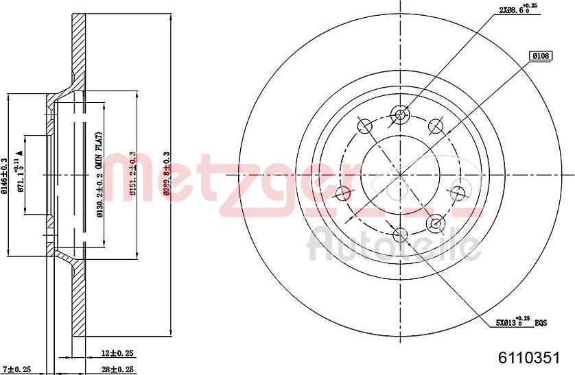 Metzger 6110351 - Тормозной диск autospares.lv