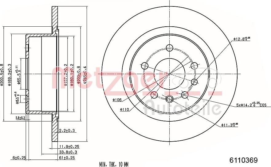 Metzger 6110369 - Тормозной диск autospares.lv