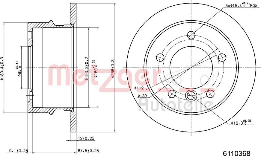 Metzger 6110368 - Тормозной диск autospares.lv