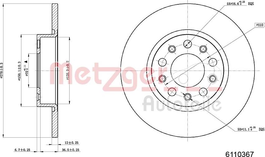 Metzger 6110367 - Тормозной диск autospares.lv