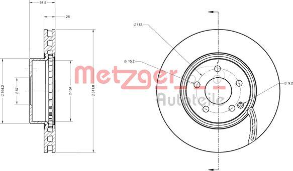 Metzger 6110304 - Тормозной диск autospares.lv