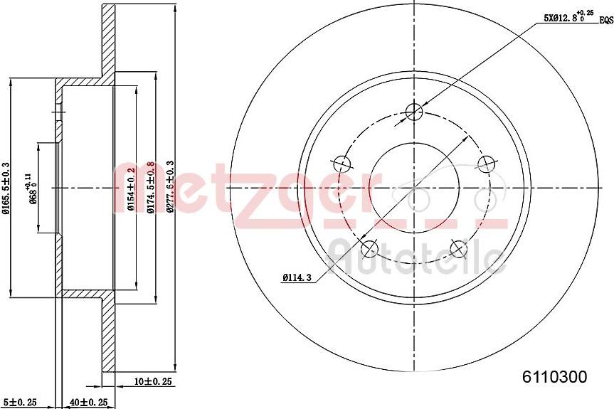 Metzger 6110300 - Тормозной диск autospares.lv