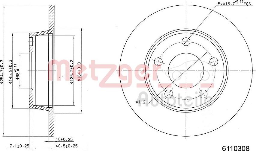 Metzger 6110308 - Тормозной диск autospares.lv