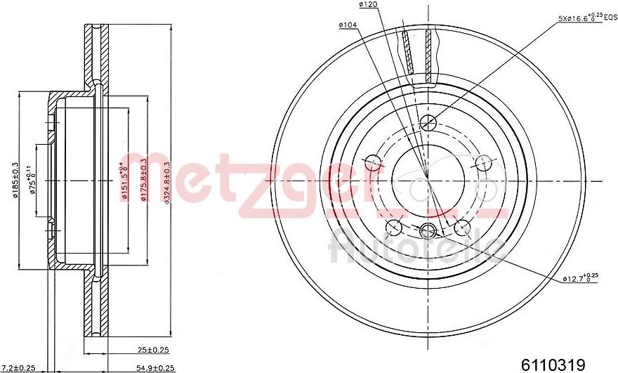 Metzger 6110319 - Тормозной диск autospares.lv