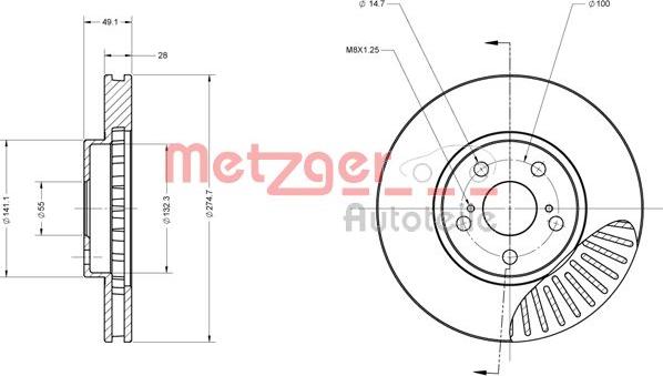 Metzger 6110315 - Тормозной диск autospares.lv