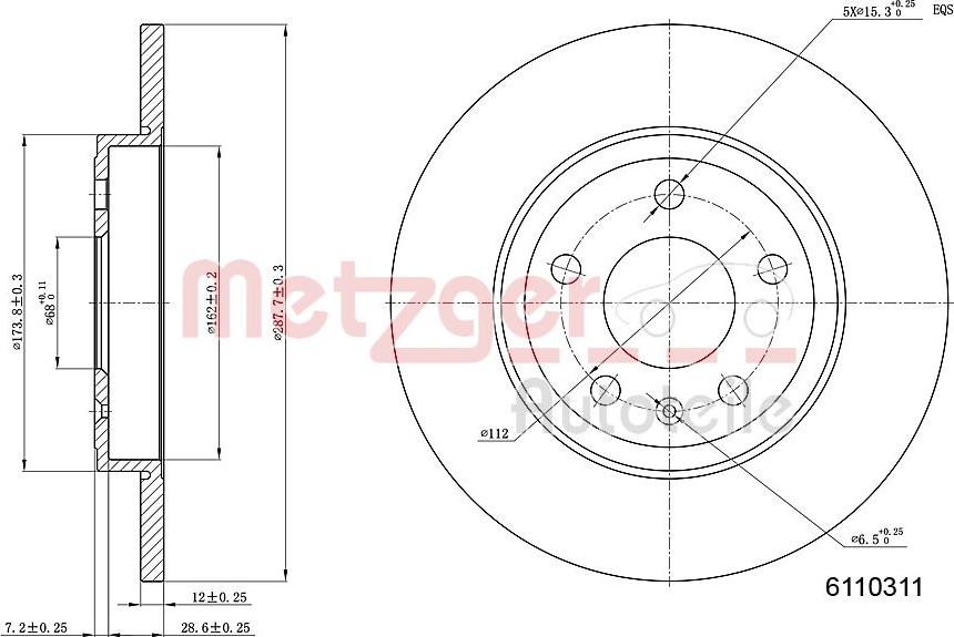 Metzger 6110311 - Тормозной диск autospares.lv