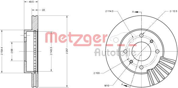 Metzger 6110312 - Тормозной диск autospares.lv