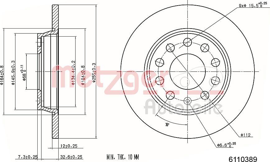 Metzger 6110389 - Тормозной диск autospares.lv