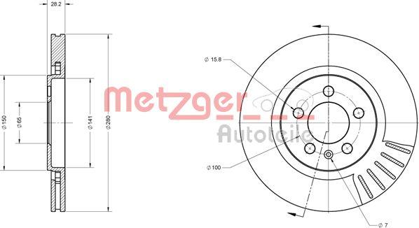 Metzger 6110385 - Тормозной диск autospares.lv