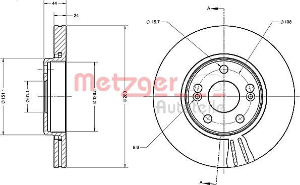 Metzger 6110386 - Тормозной диск autospares.lv
