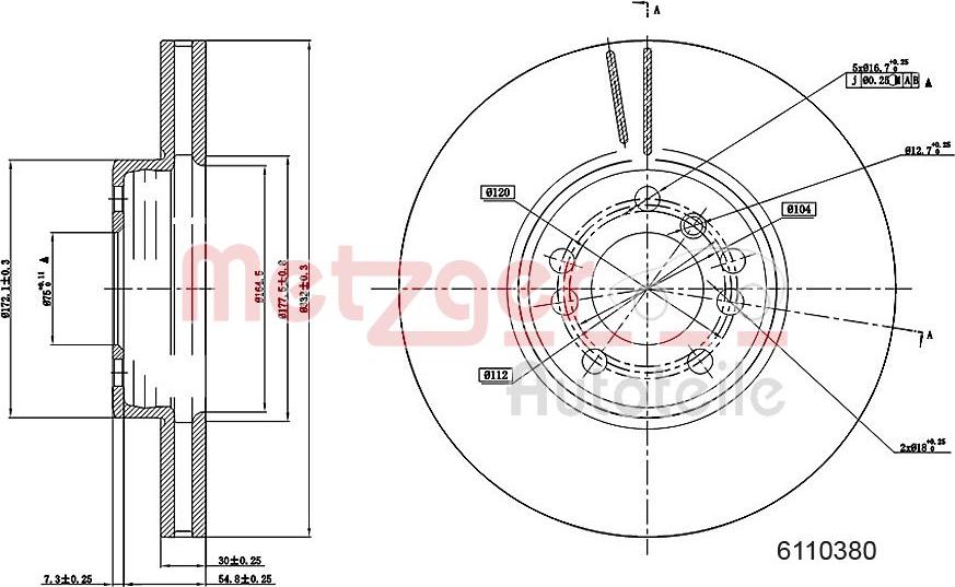 Metzger 6110380 - Тормозной диск autospares.lv