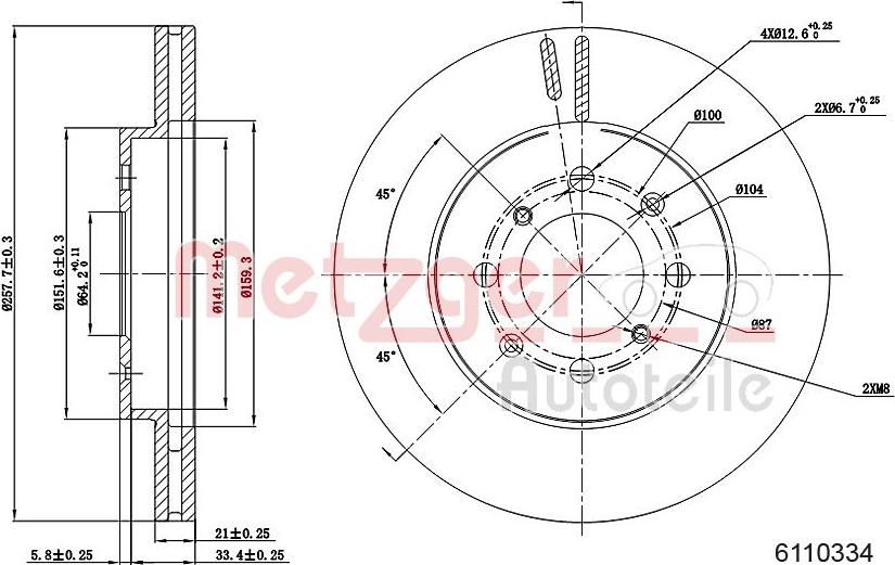 Metzger 6110334 - Тормозной диск autospares.lv