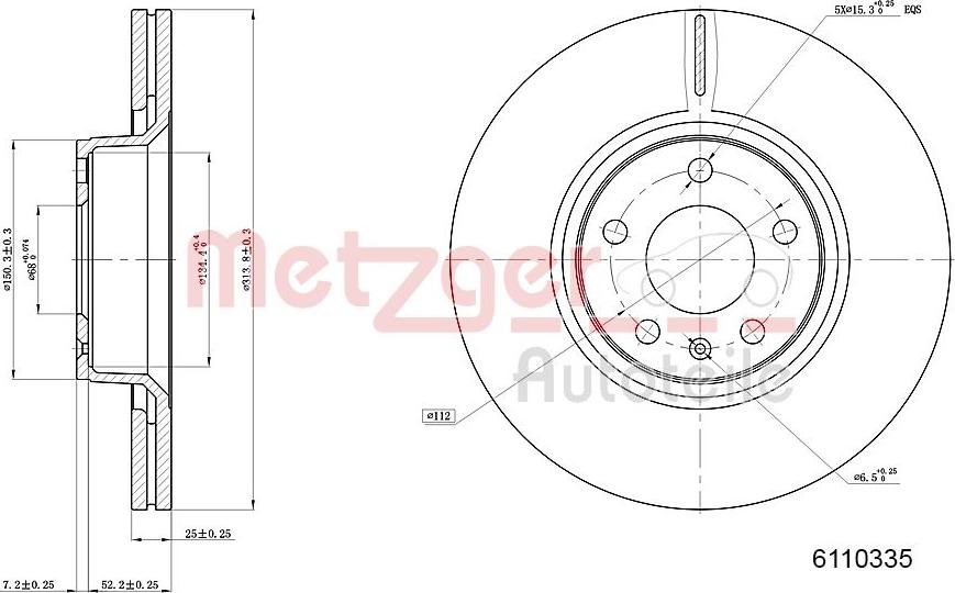 Metzger 6110335 - Тормозной диск autospares.lv