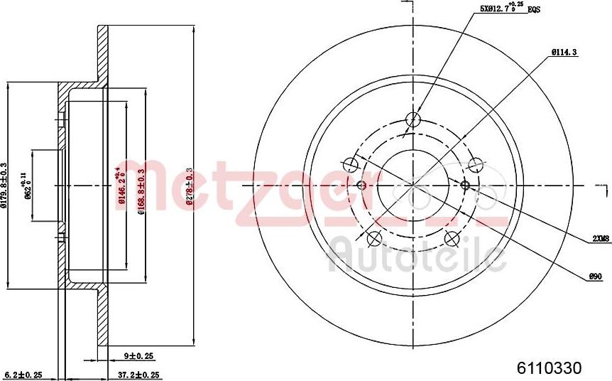 Metzger 6110330 - Тормозной диск autospares.lv