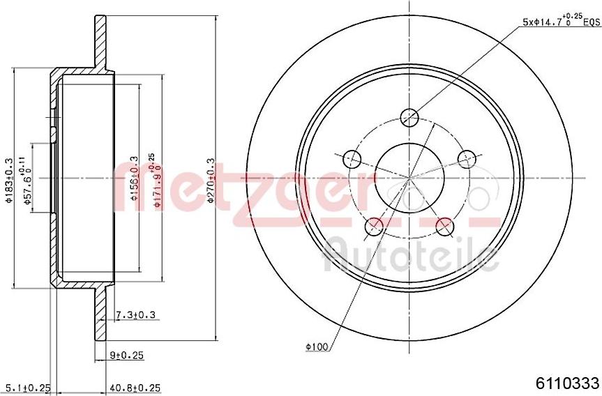 Metzger 6110333 - Тормозной диск autospares.lv