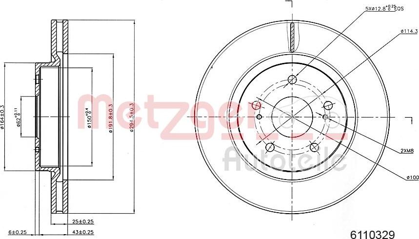 Metzger 6110329 - Тормозной диск autospares.lv