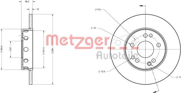 Metzger 6110325 - Тормозной диск autospares.lv