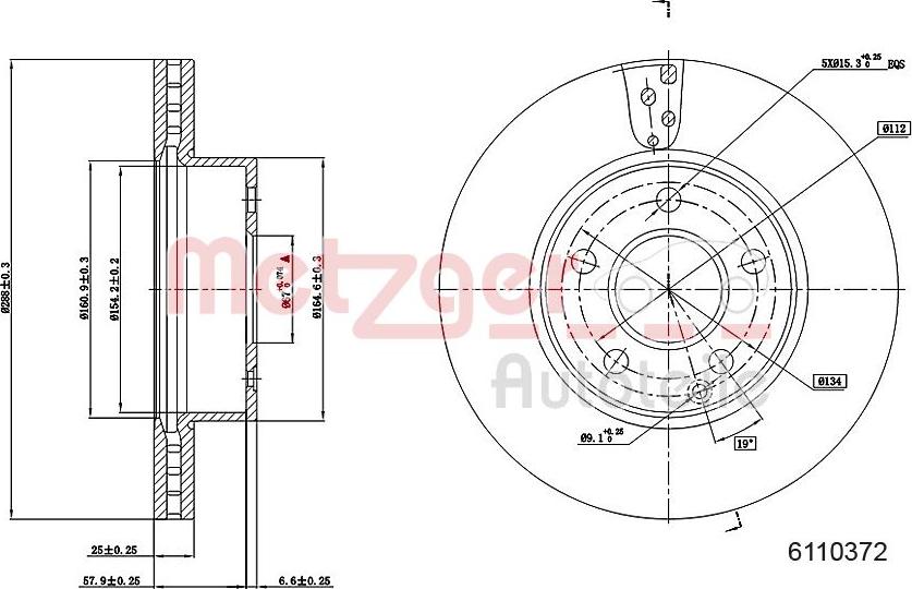 Metzger 6110327 - Тормозной диск autospares.lv