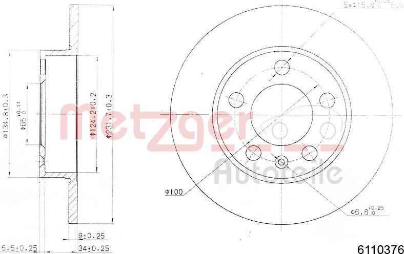 Metzger 6110376 - Тормозной диск autospares.lv