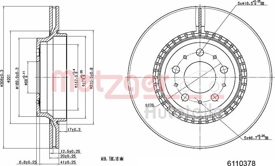 Metzger 6110378 - Тормозной диск autospares.lv