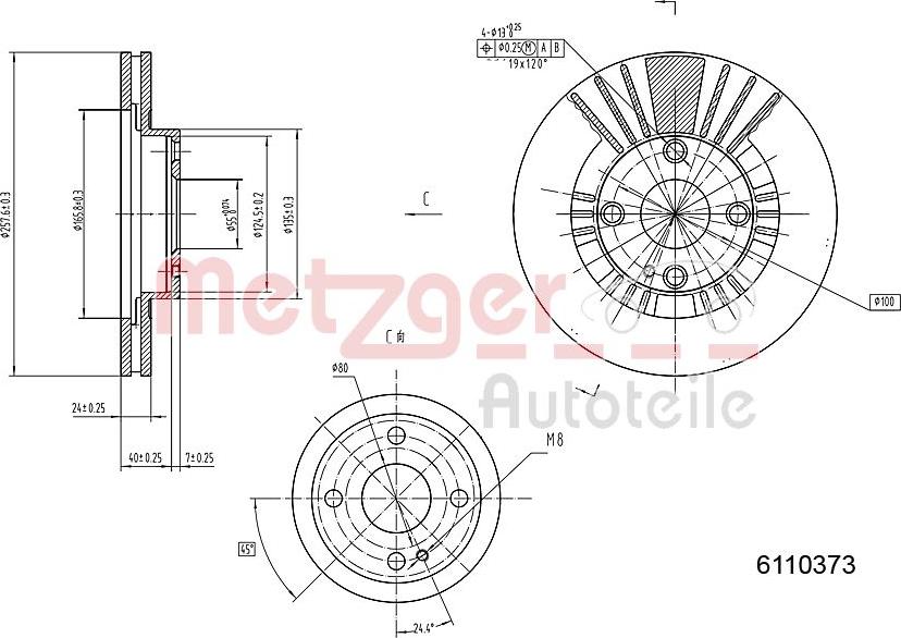 Metzger 6110373 - Тормозной диск autospares.lv