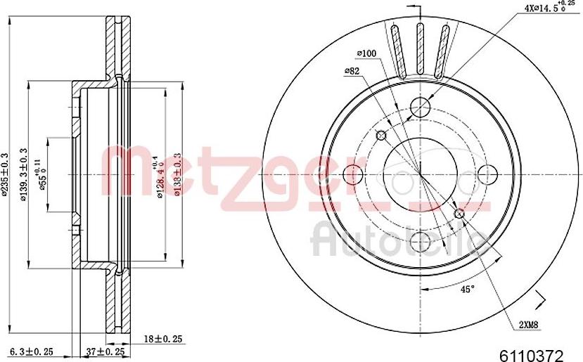 Metzger 6110372 - Тормозной диск autospares.lv