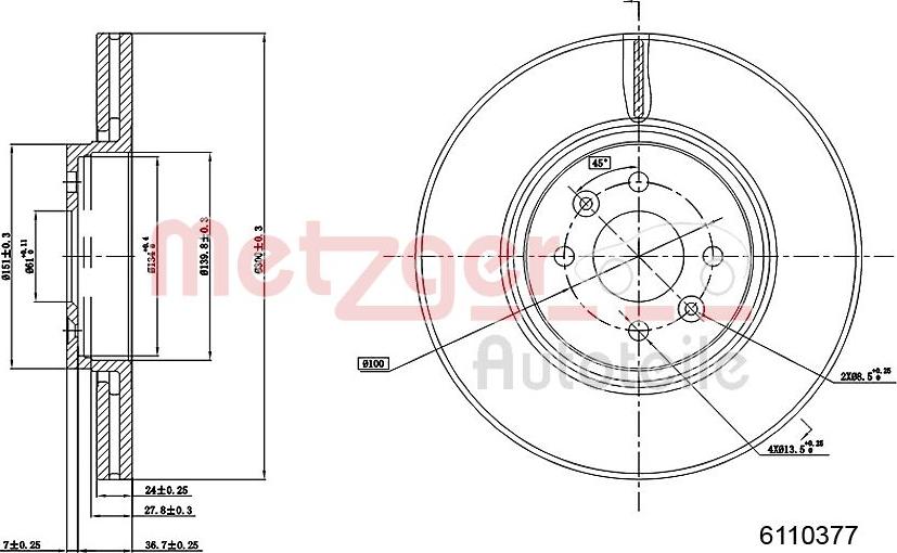 Metzger 6110377 - Тормозной диск autospares.lv