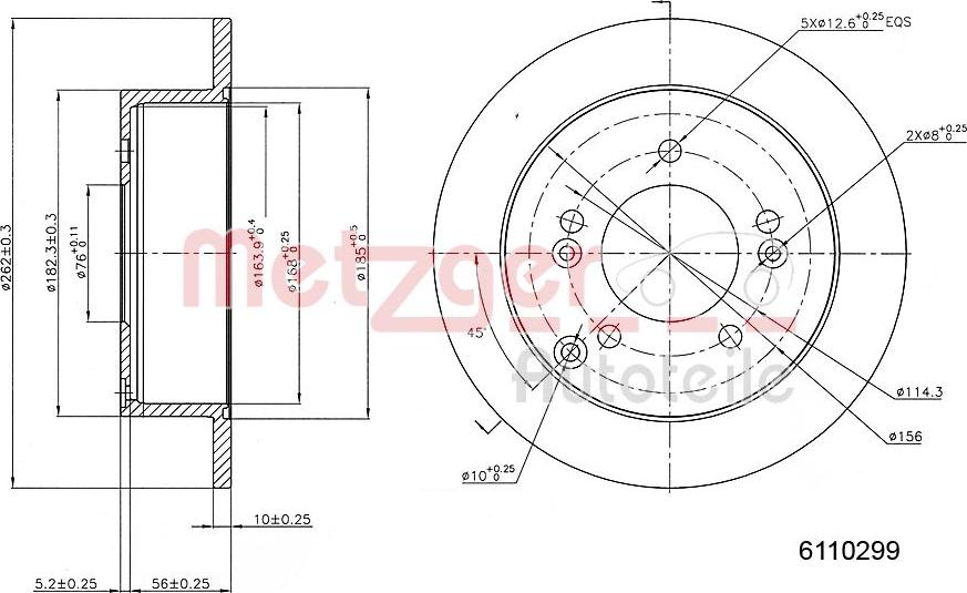 Metzger 6110299 - Тормозной диск autospares.lv