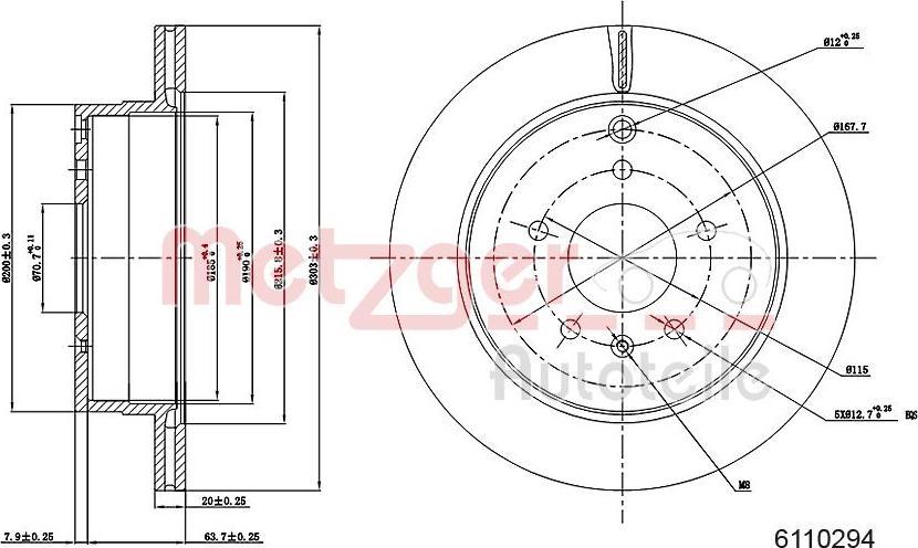 Metzger 6110294 - Тормозной диск autospares.lv