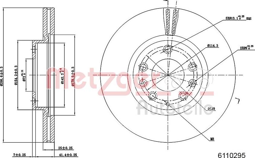 Metzger 6110295 - Тормозной диск autospares.lv