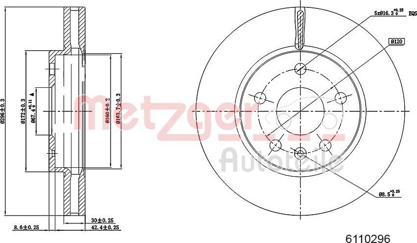 Metzger 6110296 - Тормозной диск autospares.lv