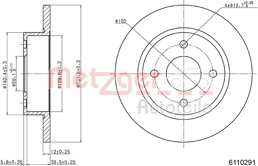 Metzger 6110291 - Тормозной диск autospares.lv