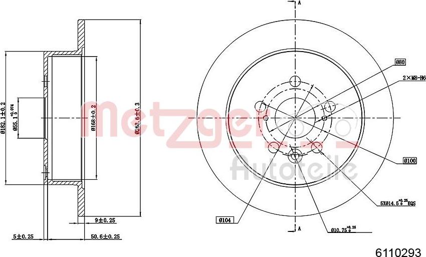 Metzger 6110293 - Тормозной диск autospares.lv