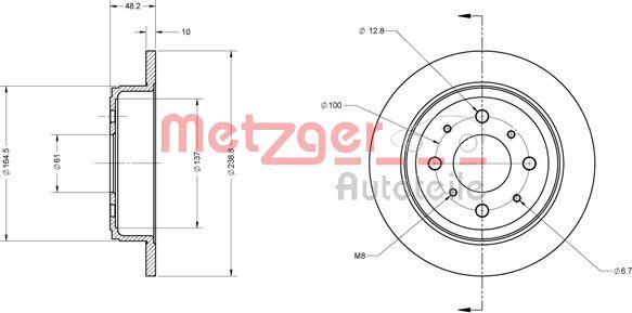 Metzger 6110244 - Тормозной диск autospares.lv