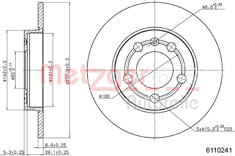 Metzger 6110241 - Тормозной диск autospares.lv