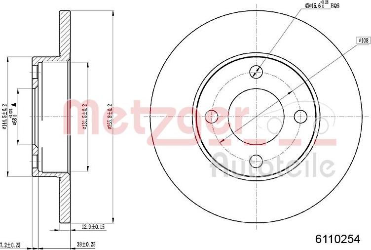 Metzger 6110254 - Тормозной диск autospares.lv