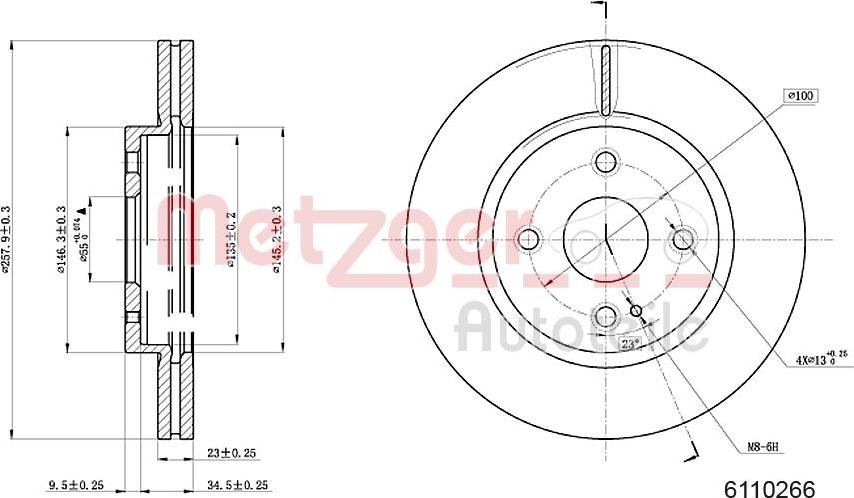 Metzger 6110266 - Тормозной диск autospares.lv