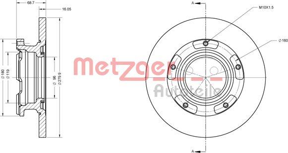 Metzger 6110205 - Тормозной диск autospares.lv