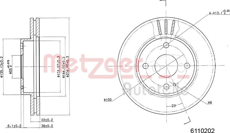 Metzger 6110202 - Тормозной диск autospares.lv