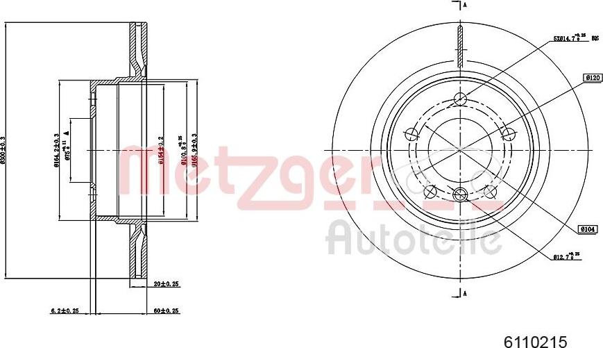 Metzger 6110215 - Тормозной диск autospares.lv