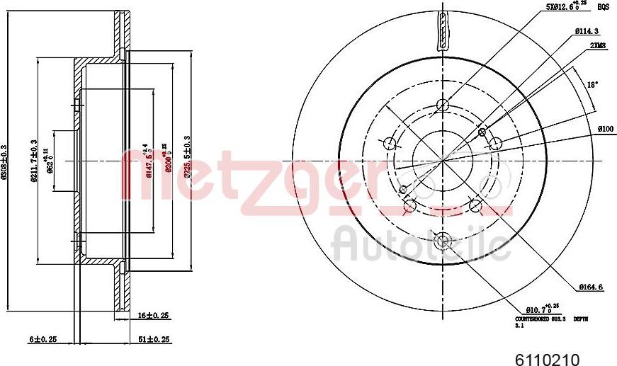 Metzger 6110210 - Тормозной диск autospares.lv