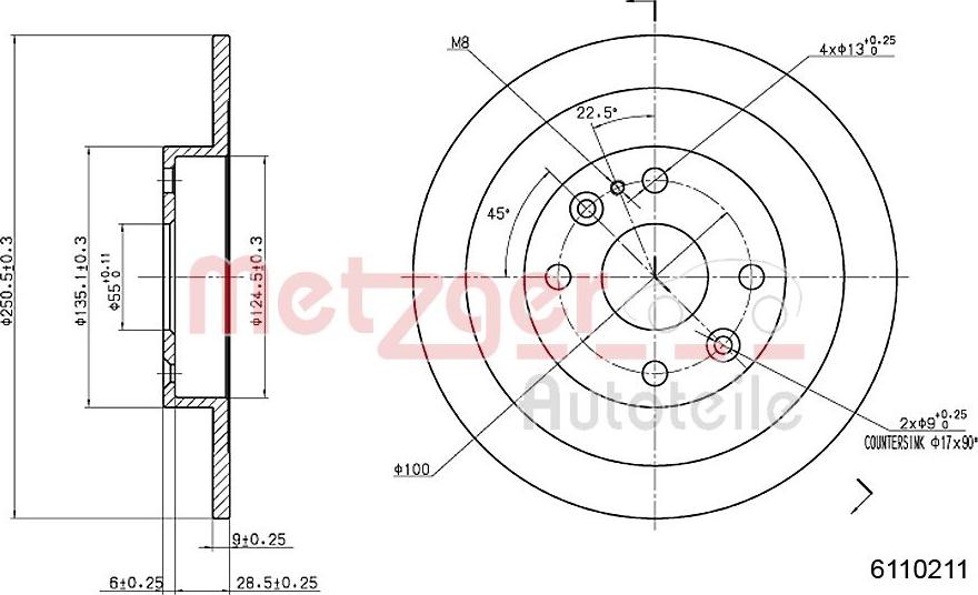 Metzger 6110211 - Тормозной диск autospares.lv