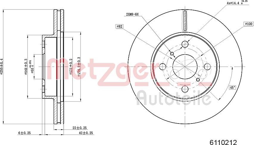 Metzger 6110212 - Тормозной диск autospares.lv